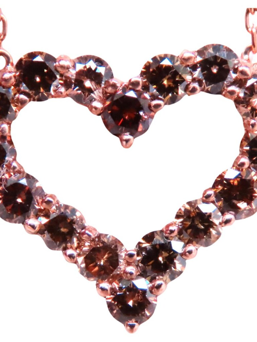 2.20ct Natural Fancy Brown Diamonds Heart Necklace 14kt Gold*